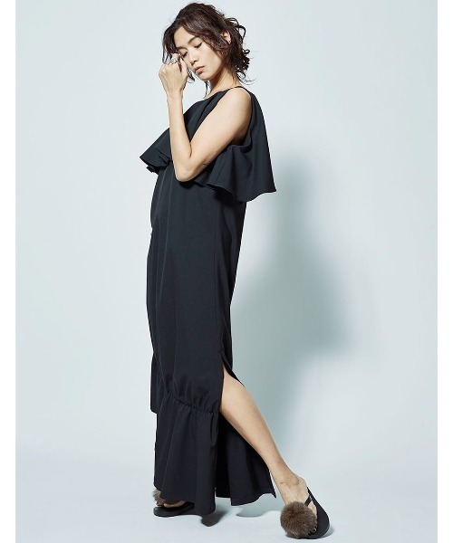 mikomori（ミコモリ）の「ONESHOULDER MAXI OP（ワンピース・レディース・ブラック・FREE）」の6枚目の写真