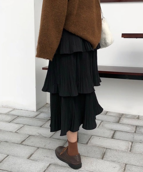 cammie(キャミー)の「ティアードフリルスカート(スカート・レディース・オフホワイト/ブラック・F)」の10枚目の写真