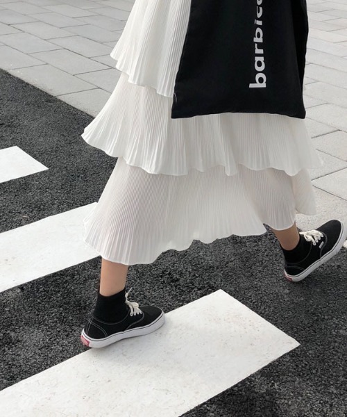 cammie(キャミー)の「ティアードフリルスカート(スカート・レディース・オフホワイト/ブラック・F)」の7枚目の写真