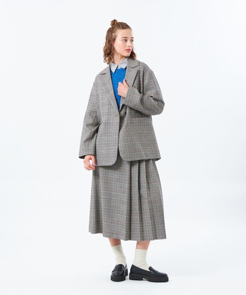MACKINTOSH PHILOSOPHY(マッキントッシュ フィロソフィー)の「サイドプリーツチェックツイードスカート(スカート・レディース・グレー系その他2/ブラウン・36)」の4枚目の写真