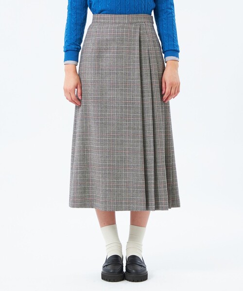 MACKINTOSH PHILOSOPHY(マッキントッシュ フィロソフィー)の「サイドプリーツチェックツイードスカート(スカート・レディース・グレー系その他2/ブラウン・36)」の6枚目の写真