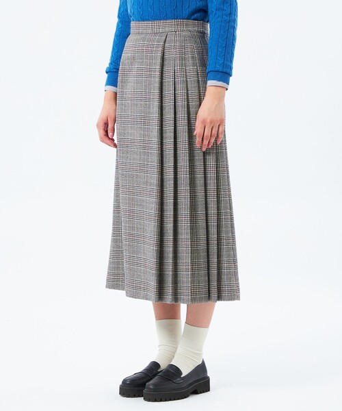 MACKINTOSH PHILOSOPHY(マッキントッシュ フィロソフィー)の「サイドプリーツチェックツイードスカート(スカート・レディース・グレー系その他2/ブラウン・36)」の7枚目の写真