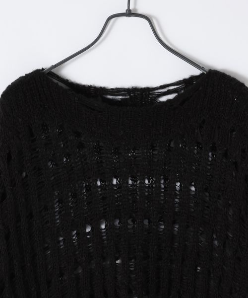 JEANASIS（ジーナシス）の「ノットMIXキリカエメッシュプルオーバー/600239（ニット/セーター・レディース・ブラック/オフホワイト/ライトベージュ・FREE）」の5枚目の写真