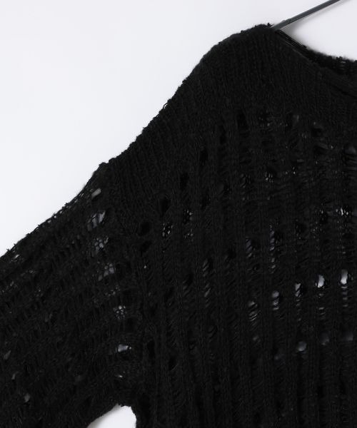 JEANASIS（ジーナシス）の「ノットMIXキリカエメッシュプルオーバー/600239（ニット/セーター・レディース・ブラック/オフホワイト/ライトベージュ・FREE）」の6枚目の写真
