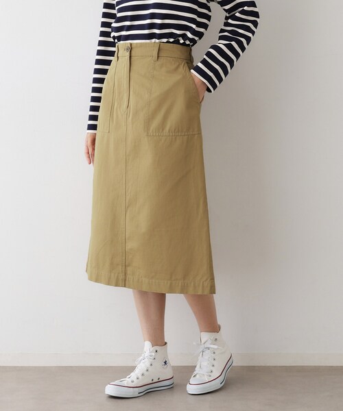 Dessin(デッサン)の「【洗える】ベイカーポケットワークスカート(スカート・レディース・ベージュ/カーキ・01/02/03)」の2枚目の写真