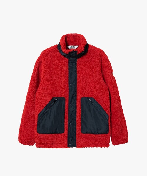 AIGLE(エーグル)の「パッチポケット 異素材切り替え スタンドカラーボアフリースブルゾン(ブルゾン・メンズ・ダークネイビー/レッド・S/M/L/XL)」の13枚目の写真