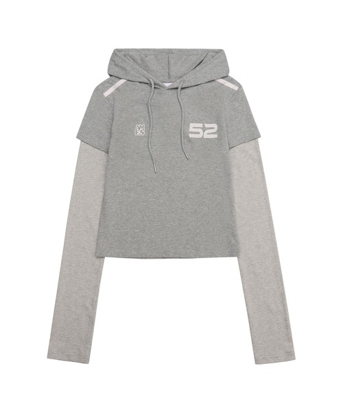 AMESWORLDWIDE(アメスワールドワイド)の「AMES WORLDWIDE/フードレイヤードロングスリーブ(Tシャツ/カットソー・レディース・グレー/ブラウン・FREE)」の1枚目の写真