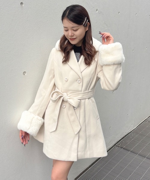 one way（ワンウェイ）の「フレアダブルコート（ダウンジャケット/コート・レディース・アイボリー/チャコールグレー/ベージュ/ブラウン・FREE）」の5枚目の写真