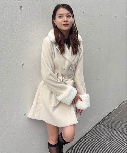 one way（ワンウェイ）の「フレアダブルコート（ダウンジャケット/コート・レディース・アイボリー/チャコールグレー/ベージュ/ブラウン・FREE）」の7枚目の写真