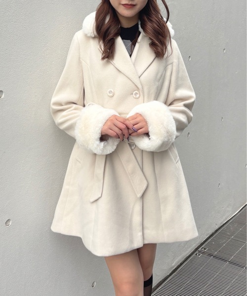 one way（ワンウェイ）の「フレアダブルコート（ダウンジャケット/コート・レディース・アイボリー/チャコールグレー/ベージュ/ブラウン・FREE）」の8枚目の写真