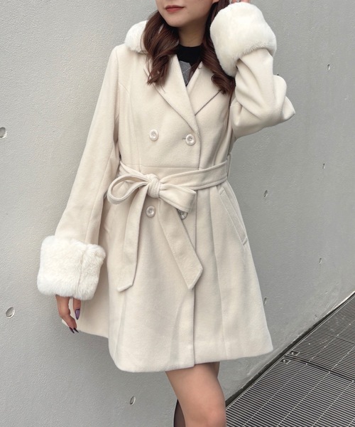 one way（ワンウェイ）の「フレアダブルコート（ダウンジャケット/コート・レディース・アイボリー/チャコールグレー/ベージュ/ブラウン・FREE）」の10枚目の写真