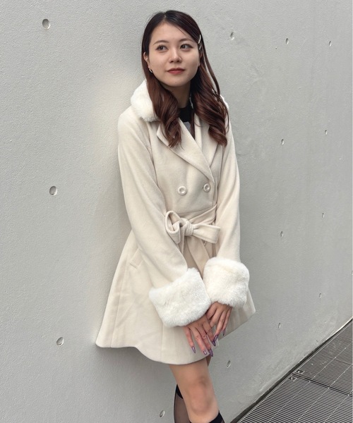 one way（ワンウェイ）の「フレアダブルコート（ダウンジャケット/コート・レディース・アイボリー/チャコールグレー/ベージュ/ブラウン・FREE）」の6枚目の写真