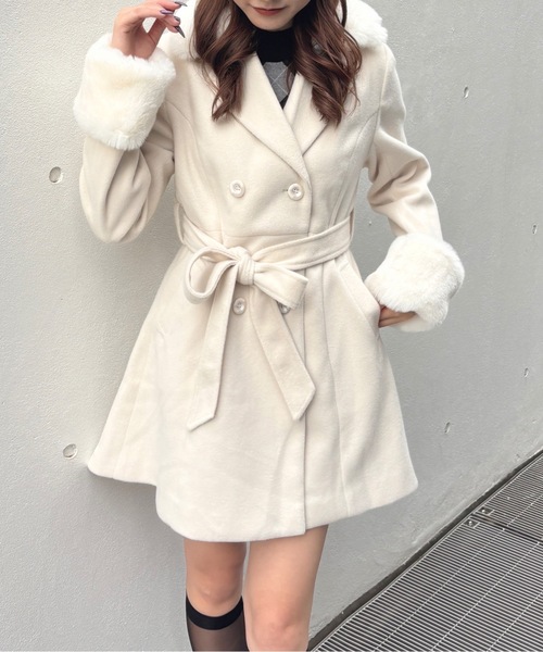 one way（ワンウェイ）の「フレアダブルコート（ダウンジャケット/コート・レディース・アイボリー/チャコールグレー/ベージュ/ブラウン・FREE）」の9枚目の写真