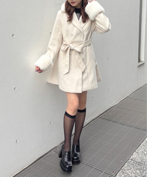 one way（ワンウェイ）の「フレアダブルコート（ダウンジャケット/コート・レディース・アイボリー/チャコールグレー/ベージュ/ブラウン・FREE）」の16枚目の写真