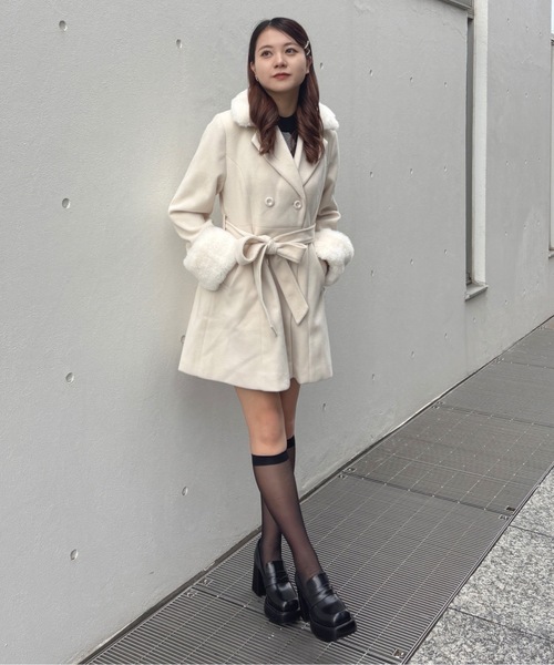 one way（ワンウェイ）の「フレアダブルコート（ダウンジャケット/コート・レディース・アイボリー/チャコールグレー/ベージュ/ブラウン・FREE）」の12枚目の写真