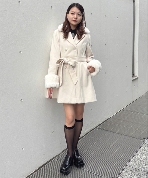 one way（ワンウェイ）の「フレアダブルコート（ダウンジャケット/コート・レディース・アイボリー/チャコールグレー/ベージュ/ブラウン・FREE）」の13枚目の写真