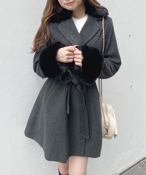 one way（ワンウェイ）の「フレアダブルコート（ダウンジャケット/コート・レディース・アイボリー/チャコールグレー/ベージュ/ブラウン・FREE）」の19枚目の写真