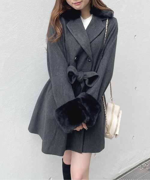 one way（ワンウェイ）の「フレアダブルコート（ダウンジャケット/コート・レディース・アイボリー/チャコールグレー/ベージュ/ブラウン・FREE）」の21枚目の写真