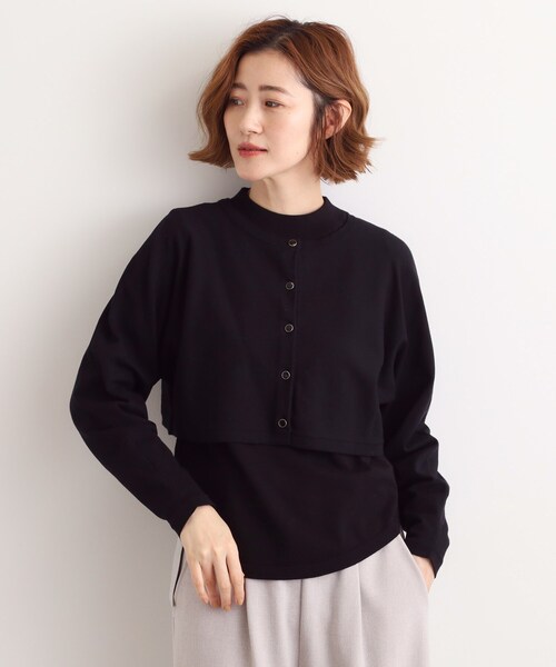 grove（グローブ）の「【2WAY】ニット＆クロップドカーディガン（アンサンブル・レディース・ブラック/ワインレッド・02/03/01/04/05）」の2枚目の写真