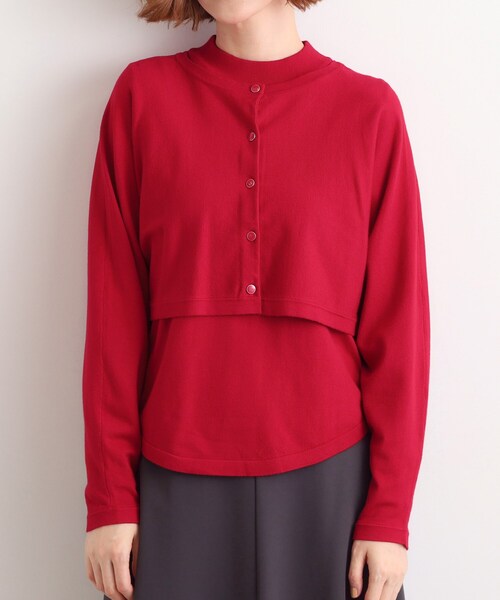 grove（グローブ）の「【2WAY】ニット＆クロップドカーディガン（アンサンブル・レディース・ブラック/ワインレッド・02/03/01/04/05）」の3枚目の写真