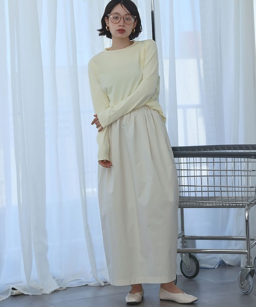 Ampirula(アンピルーラ)の「シンプル ニットソー ニット カットソー(Tシャツ/カットソー・レディース・イエロー/ライトグレー/ホワイト/ブルー/ブラック・FREE)」の9枚目の写真