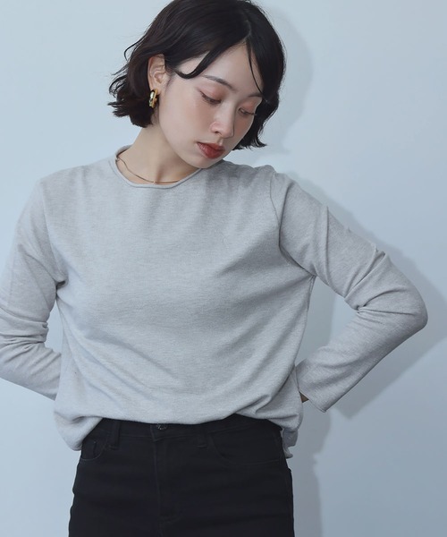 Ampirula(アンピルーラ)の「シンプル ニットソー ニット カットソー(Tシャツ/カットソー・レディース・イエロー/ライトグレー/ホワイト/ブルー/ブラック・FREE)」の13枚目の写真