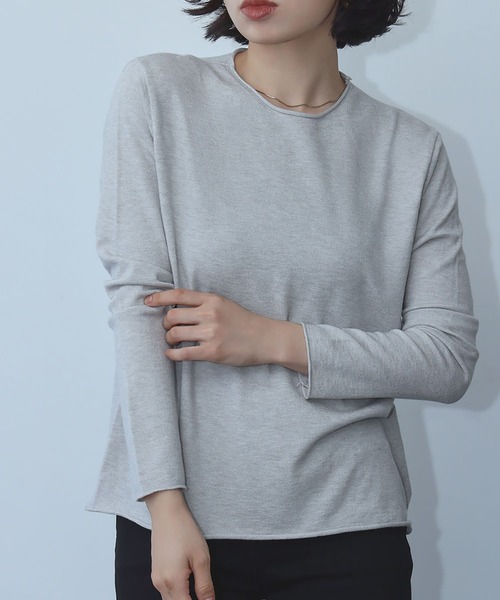 Ampirula(アンピルーラ)の「シンプル ニットソー ニット カットソー(Tシャツ/カットソー・レディース・イエロー/ライトグレー/ホワイト/ブルー/ブラック・FREE)」の14枚目の写真
