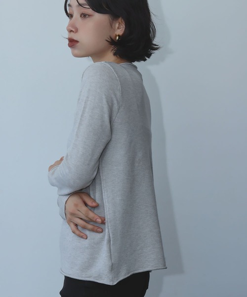 Ampirula(アンピルーラ)の「シンプル ニットソー ニット カットソー(Tシャツ/カットソー・レディース・イエロー/ライトグレー/ホワイト/ブルー/ブラック・FREE)」の15枚目の写真