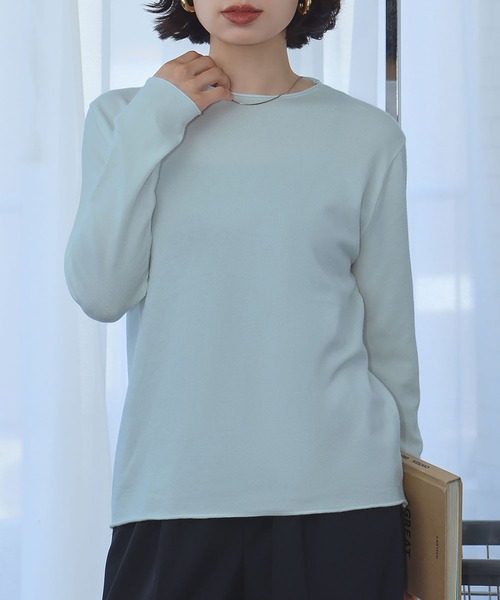 Ampirula(アンピルーラ)の「シンプル ニットソー ニット カットソー(Tシャツ/カットソー・レディース・イエロー/ライトグレー/ホワイト/ブルー/ブラック・FREE)」の17枚目の写真