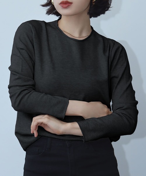 Ampirula(アンピルーラ)の「シンプル ニットソー ニット カットソー(Tシャツ/カットソー・レディース・イエロー/ライトグレー/ホワイト/ブルー/ブラック・FREE)」の19枚目の写真