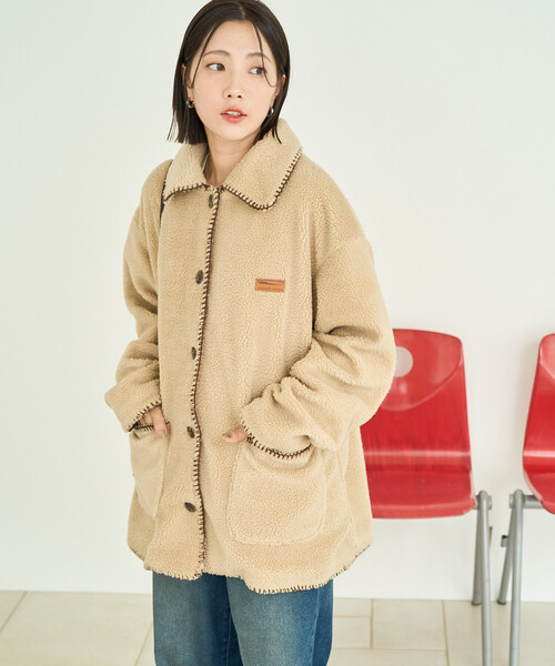 FREAK'S STORE(フリークスストア)の「限定展開 ブランケット ステッチ ボアコート(その他アウター・レディース・ブラック/オリーブ/ブラウン/ベージュ・フリ-)」の11枚目の写真