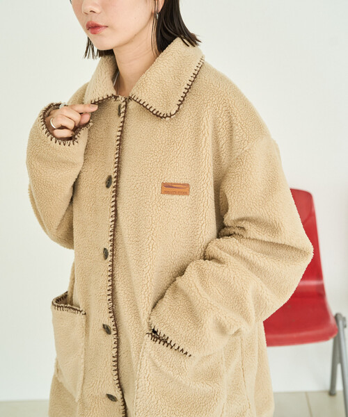 FREAK'S STORE(フリークスストア)の「限定展開 ブランケット ステッチ ボアコート(その他アウター・レディース・ブラック/オリーブ/ブラウン/ベージュ・フリ-)」の12枚目の写真