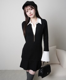 LIPSERVICE | フロントZIPニットプリーツワンピース(ワンピース)