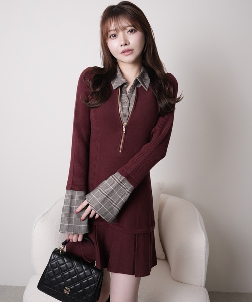 LIPSERVICE（リップサービス）の「フロントZIPニットプリーツワンピース（ワンピース・レディース・ボルドー/ブラウン/ブラック・FREE）」の13枚目の写真