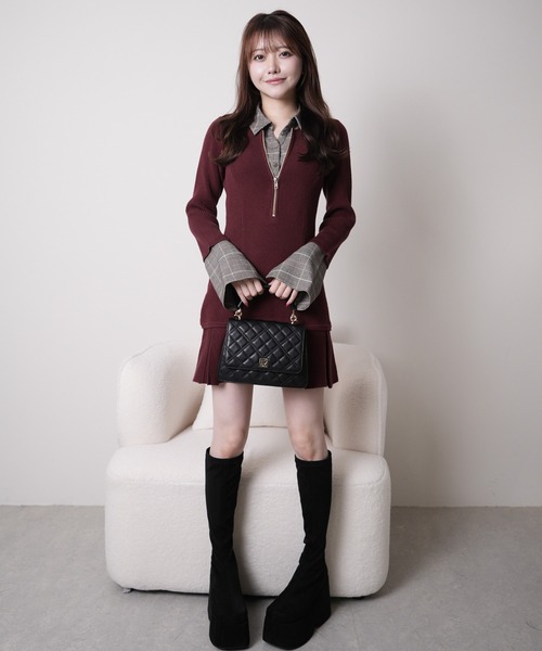 LIPSERVICE（リップサービス）の「フロントZIPニットプリーツワンピース（ワンピース・レディース・ボルドー/ブラウン/ブラック・FREE）」の21枚目の写真