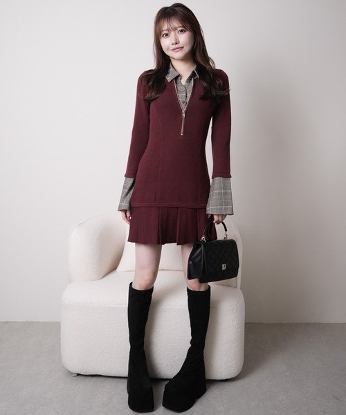 LIPSERVICE（リップサービス）の「フロントZIPニットプリーツワンピース（ワンピース・レディース・ボルドー/ブラウン/ブラック・FREE）」の20枚目の写真