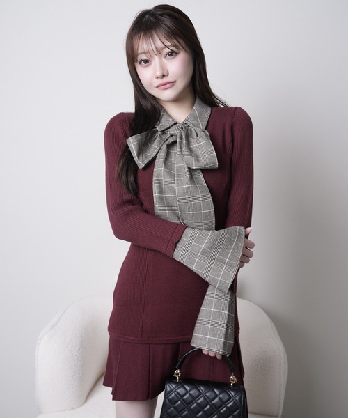 セール】フロントZIPニットプリーツワンピース（ワンピース