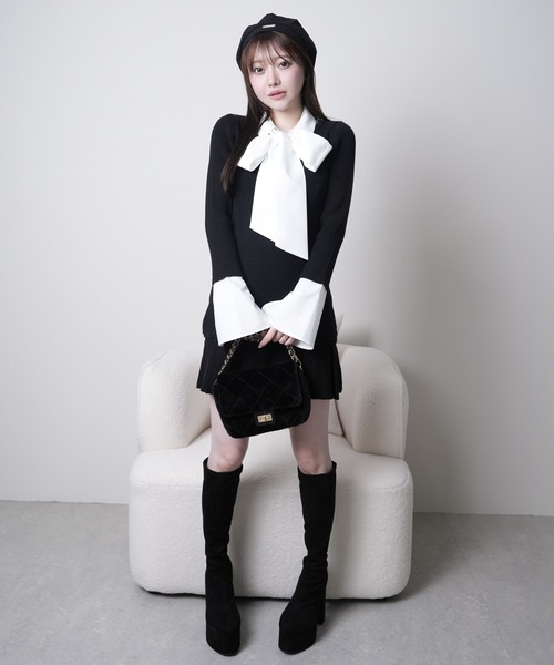 フロントZIPニットプリーツワンピース（ワンピース）｜LIPSERVICE