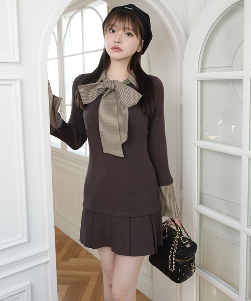 LIPSERVICE（リップサービス）の「フロントZIPニットプリーツワンピース（ワンピース・レディース・ボルドー/ブラウン/ブラック・FREE）」の7枚目の写真