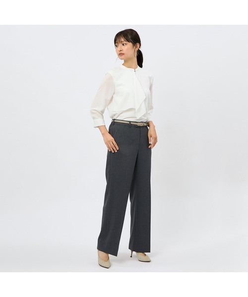 AOYAMA（アオヤマ）の「ヨークフリルタイブラウス【7分袖】（シャツ/ブラウス・レディース・マスタード/ホワイト/ライトグレー・S/M/L/LL）」の9枚目の写真