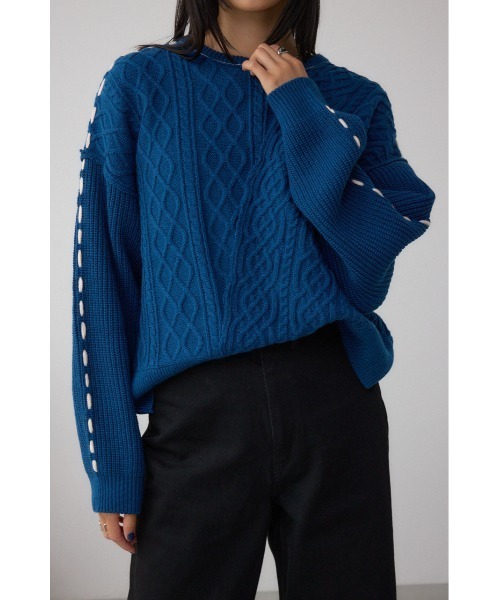 セール】ステッチデザインケーブルニット（ニット/セーター）｜AZUL BY