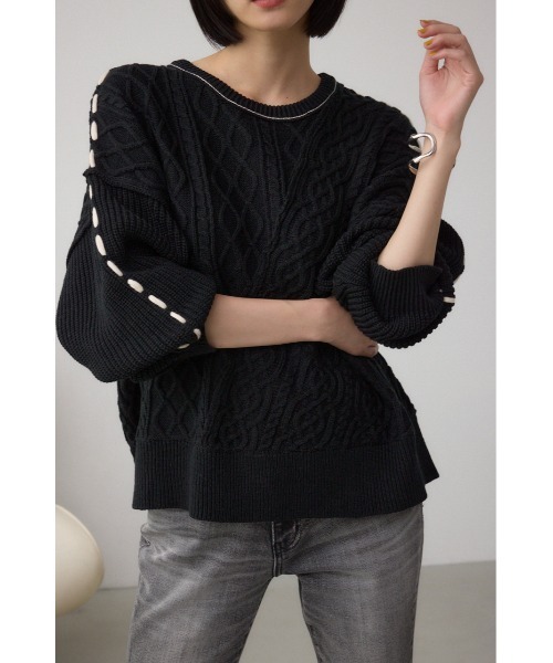 セール】ステッチデザインケーブルニット（ニット/セーター）｜AZUL BY