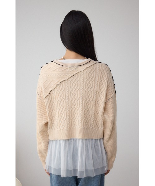 AZUL by moussy(アズールバイマウジー)の「ステッチデザインケーブルニット(ニット/セーター・レディース・アイボリー/ブラック/杢グレー/ダークブルー・SMALL/MEDIUM)」の10枚目の写真