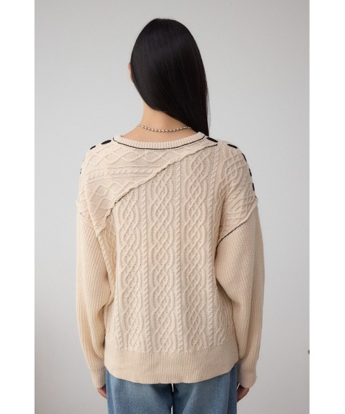 AZUL by moussy(アズールバイマウジー)の「ステッチデザインケーブルニット(ニット/セーター・レディース・アイボリー/ブラック/杢グレー/ダークブルー・SMALL/MEDIUM)」の16枚目の写真