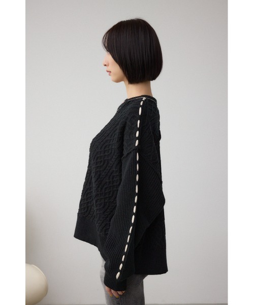 AZUL by moussy(アズールバイマウジー)の「ステッチデザインケーブルニット(ニット/セーター・レディース・アイボリー/ブラック/杢グレー/ダークブルー・SMALL/MEDIUM)」の21枚目の写真