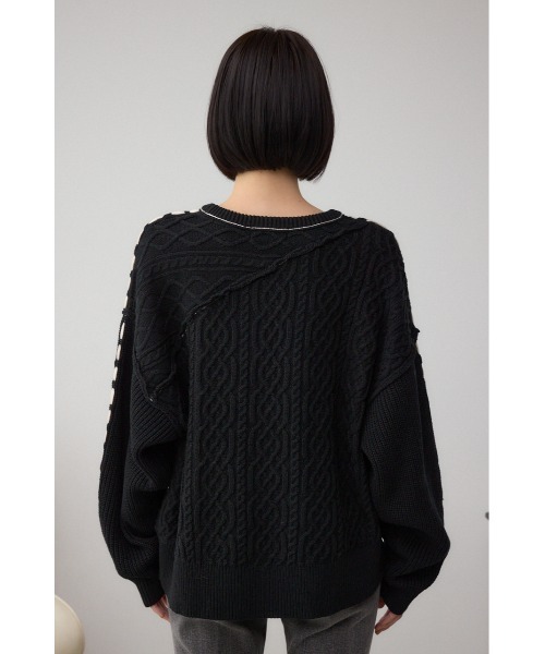 AZUL by moussy(アズールバイマウジー)の「ステッチデザインケーブルニット(ニット/セーター・レディース・アイボリー/ブラック/杢グレー/ダークブルー・SMALL/MEDIUM)」の22枚目の写真