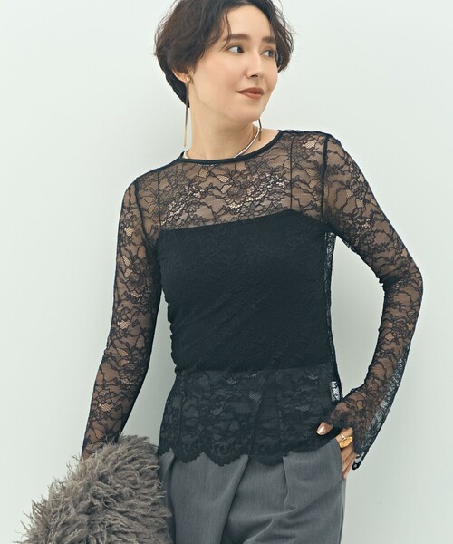 NOLLEY’S Sophi(ノーリーズソフィ)の「ウォッシャブルラッセルレースTブラウス(シャツ/ブラウス・レディース・ホワイト/ブラック・38)」の11枚目の写真