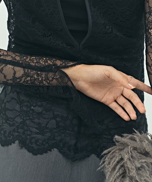 ウォッシャブルラッセルレースTブラウス（シャツ/ブラウス