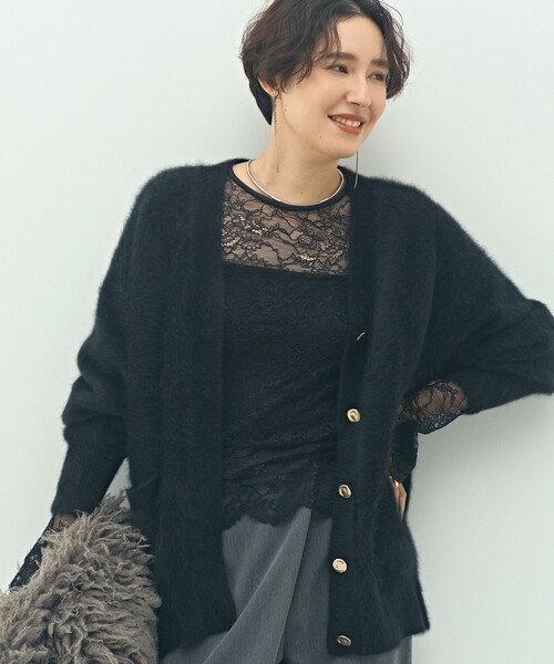 NOLLEY’S Sophi(ノーリーズソフィ)の「ウォッシャブルラッセルレースTブラウス(シャツ/ブラウス・レディース・ホワイト/ブラック・38)」の4枚目の写真