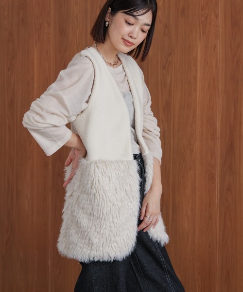 Bou Jeloud（ブージュルード）の「ボア×ファーニットベスト（ベスト・レディース・グレー/ベージュ・FREE）」の12枚目の写真